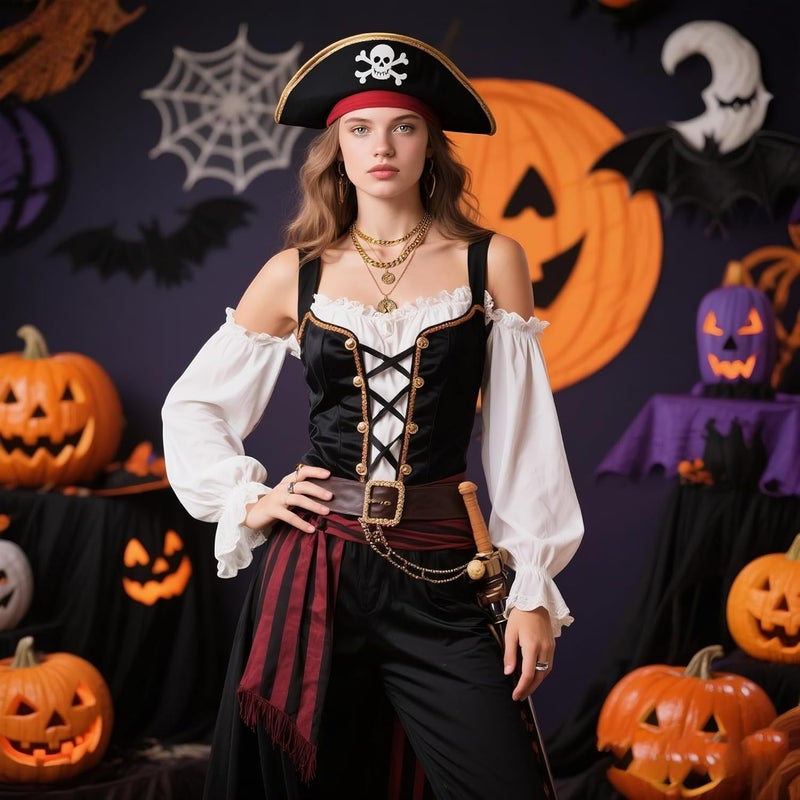 Lookray Gold Pirate Necklace for Women Layered Chunky Pirate Costume Jewelry Hip Hop 80s 90s Coin Pendant Necklace Halloween Pirate Costume Accessories - Image 2